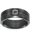 Triton Men's Black Tungsten Ring, Black Diamond Wedding Band (1/10 Ct. T.w.) In Tungsten