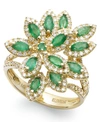 EFFY COLLECTION BRASILICA BY EFFY EMERALD (1-1/16 CT. T.W.) AND DIAMOND (5/8 CT. T.W.) FLOWER RING IN 14K GOLD OR 14