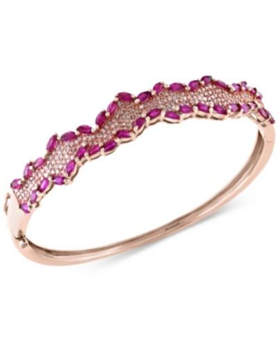 Effy Collection Rosa By Effy Ruby (4-3/8 Ct. T.w.) And Diamond (3/4 Ct. T.w.) Bangle Bracelet In 14k Rose Gold, Crea