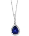 EFFY COLLECTION EFFY SAPPHIRE (1 CT. T.W.) & DIAMOND (1/8 CT. T.W.) 18" PENDANT NECKLACE IN 14K WHITE GOLD