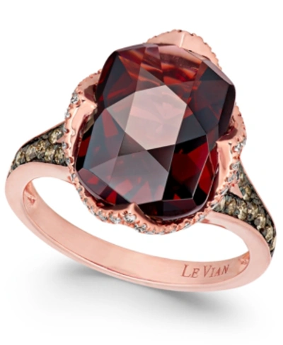 Le Vian Chocolatier Pomegranate Garnet (6-9/10 Ct. T.w.) And Diamond (3/8 Ct. T.w.) Ring In 14k Rose Gold