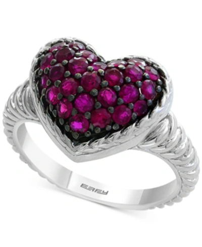 Effy Collection Effy Ruby Cluster Heart Ring (1 Ct. T.w.) In Sterling Silver In Red