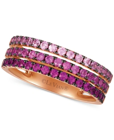 Le Vian Strawberry Layer Cake Pink Sapphire Ombre Three Row Ring (1 Ct. T.w.) In 14k Rose Gold