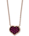 Effy Collection Effy Ruby (1/8 Ct. T.w.) Heart 16" Pendant Necklace In 14k Rose Gold In Ruby