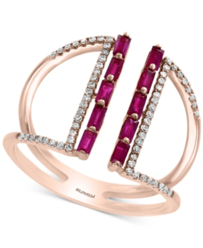 Effy Collection Effy Ruby (1/2 Ct. T.w.) & Diamond (1/5 Ct. T.w.) Statement Ring In 14k Rose Gold In Certified Ruby