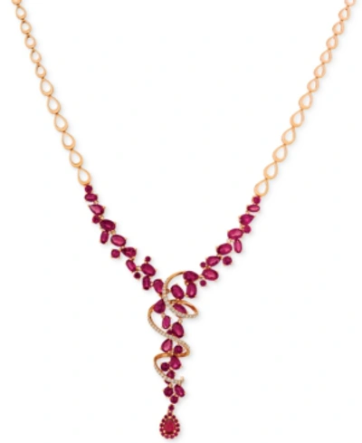 Le Vian Passion Ruby (14-5/8 Ct. T.w.) & Diamond (3/8 Ct. T.w.) Lariat Necklace In 14k Rose Gold