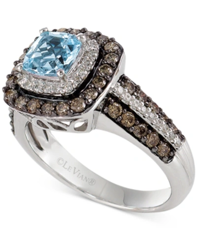 Le Vian Aquamarine (3/4 Ct. T.w.) And Chocolate Diamonds (3/4 Ct. T.w.) In 14k White Gold