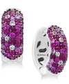 Effy Collection Splash By Effy Ruby (1-3/8 Ct. T.w.) & Pink Sapphire (3/4 Ct. T.w.) Hoop Earrings In Sterling Silver In Ruby