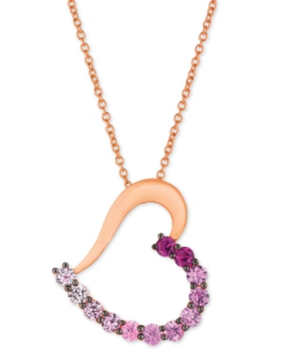 Le Vian Strawberry Layer Cake Multi-gemstone Ombre Heart 18" Pendant Necklace In 14k Rose Gold In Multi Colored
