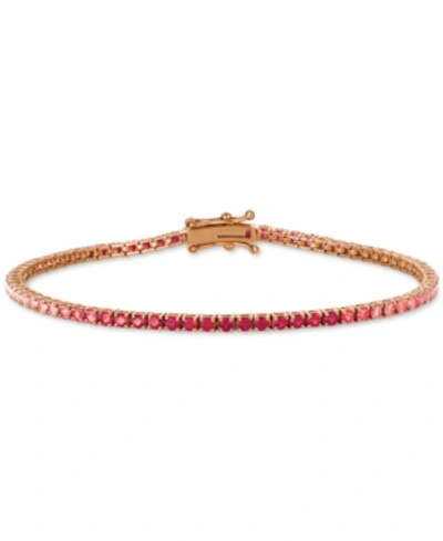 Le Vian Strawberry Layer Cake Ruby (7/8 Ct. T.w.) & Pink Sapphire (2 Ct. T.w.) Link Bracelet In 14k Rose Gol In Multi Colored