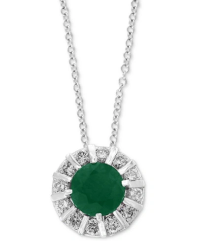 Effy Collection Effy Sapphire (3/4 Ct. T.w) & Diamond (1/4 Ct. T.w) 18" Pendant Necklace In 14k White Gold (also Ava In Emerald,white Gold