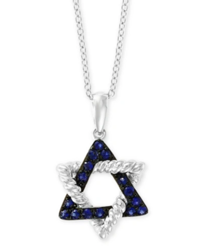 Effy Collection Effy Sapphire Star Of David 18" Pendant Necklace (1/5 Ct. T.w.) In 14k White Gold