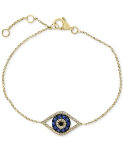 Effy Collection Effy Sapphire (1/4 Ct. T.w.) And Diamond (1/6 Ct. T.w.) Evil Eye Bracelet In 14k White Gold(also Ava In Yellow Gold