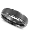 TRITON MEN'S BLACK TUNGSTEN CARBIDE RING, COMFORT FIT WEDDING BAND (6MM)