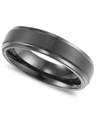 Triton Men's Black Tungsten Carbide Ring, Comfort Fit Wedding Band (6mm)