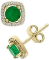 Effy Collection Effy Emerald (1 Ct. T.w.) & Diamond (1/8 Ct. T.w.) Stud Earrings In 14k Gold In Emerald