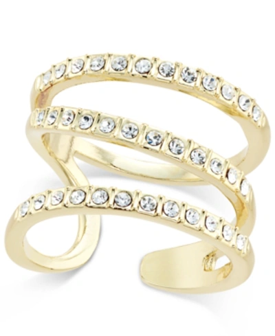 Inc International Concepts Gold-tone Triple Band Pave Statement Ring, Created For Macy's