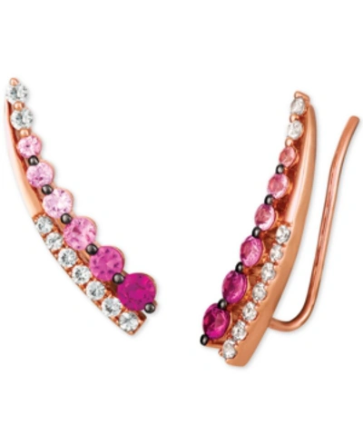 Le Vian Strawberry Layer Cake Multi-gemstone Ear Climbers In 14k Rose Gold In Pink Sapphire