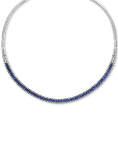 Effy Collection Effy Sapphire (10-1/10 Ct. T.w.) & Diamond (1-1/5 Ct. T.w.) Fancy 18" Collar Necklace In 14k White G