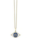 Effy Collection Effy Sapphire (1/4 Ct. T.w.) And Black And White Diamond (1/8 Ct. T.w.) Evil Eye Pendant In 14k Gold In Yellow Gold