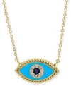 EFFY COLLECTION EFFY SAPPHIRE & DIAMOND ACCENT EVIL EYE 18" PENDANT NECKLACE IN 14K GOLD