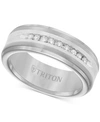 Triton Men's Diamond Satin Finish Comfort Fit Wedding Band (1/4 Ct. T.w.) In Tungsten Carbide & Sterling Si In Tungsten