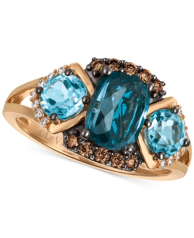 Le Vian Chocolatier Blue Topaz (2-5/8 Ct. T.w.) And Diamond (1/5 Ct. T.w.) Ring In 14k Rose Gold, Created Fo