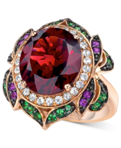 Le Vian Crazy Collection Garnet (7-5/8 Ct. T.w.) And Multi-stone Round Flower Ring In 14k Rose Gold (also Av