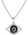 Effy Collection Effy Sapphire (1/4 Ct. T.w.) And Black And White Diamond (1/8 Ct. T.w.) Evil Eye Pendant In 14k Gold In White Gold
