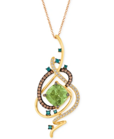 Le Vian Exotics Crazy Collection Mint Julep Quartz (3-1/4 Ct. T.w.) & Diamond (3/4 Ct. T.w.) 18" Pendant Nec In Yellow Gold