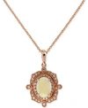 Effy Collection Diamond (1/6 C.t. T.w.) And Opal (5/8 C.t. T.w.) Pendant In 14k Rose Gold In Opal