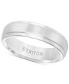 TRITON MEN'S WHITE TUNGSTEN CARBIDE RING, COMFORT FIT WEDDING BAND (6MM)