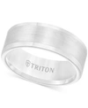 TRITON MEN'S RING, 8MM WEDDING BAND IN WHITE OR BLACK TUNGSTEN