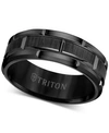 Triton Men's Ring, 8mm Wedding Band In White Or Black Tungsten In Black Tungsten
