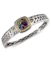 Effy Collection Balissima By Effy Multistone Square Bangle (1-5/8 Ct. T.w.) In Sterling Silver And 18k Gold In Multi