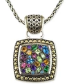 Effy Collection Balissima By Effy Multistone Square Pendant In Sterling Silver And 18k Gold In Multi