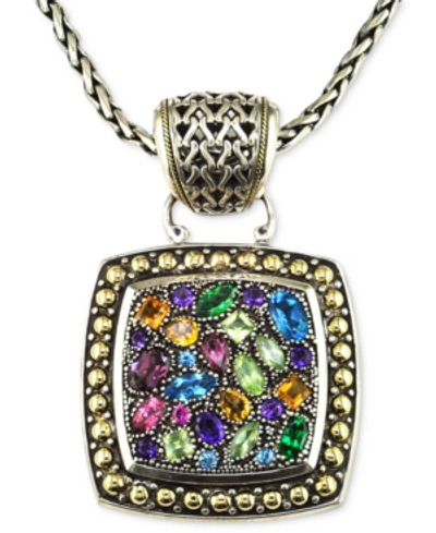 Effy Collection Balissima By Effy Multistone Square Pendant In Sterling Silver And 18k Gold