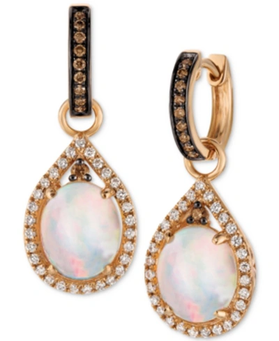 Le Vian Chocolatier Neopolitan Opal (2-3/8 Ct. T.w.) And Diamond (5/8 Ct. T.w.) Drop Earrings In 14k Rose Go