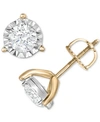 TRUMIRACLE TRUMIRACLE DIAMOND THREE-PRONG STUD EARRINGS (1 CT. T.W.) IN 14K GOLD