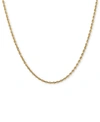 ITALIAN GOLD 14K GOLD NECKLACE, 30" DIAMOND CUT ROPE CHAIN (2MM)