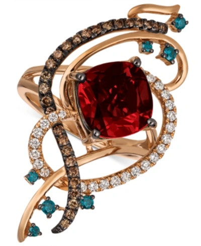 Le Vian Exotics Crazy Collection Pomegranate Garnet (4-1/2 Ct. T.w.) & Diamond (5/8 Ct. T.w.) Statement Ring In Rose Gold