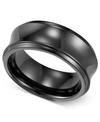 Triton Men's Black Titanium Ring, Concave Wedding Band (8mm) In Black Titanium