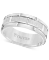 Triton Men's Ring, 8mm Wedding Band In White Or Black Tungsten In White Tungsten