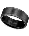 Triton Men's Ring, 8mm Wedding Band In White Or Black Tungsten In Black Tungsten