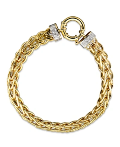 Italian Gold 14k Gold Bracelet, Diamond Spiga (1/8 Ct. T.w.)