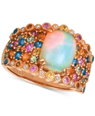 Le Vian Rainbow Multi-gemstone (3-1/6 Ct. T.w.) & Diamond Accent Ring In 14k Rose Gold In Multi Colored
