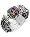 Effy Collection Effy Multistone Woven Bracelet In Sterling Silver And 18k Gold (4-7/8 Ct. T.w.) In Multi