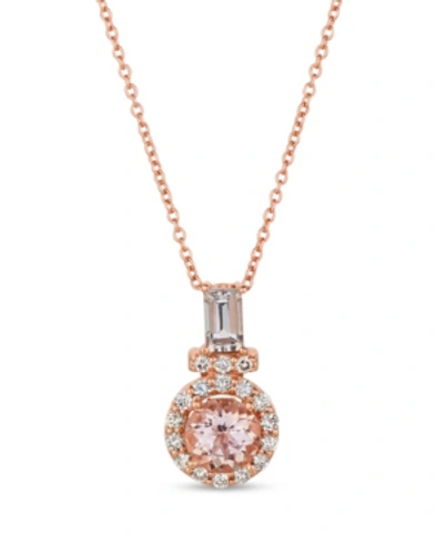 Le Vian Peach Morganite (3/4 Ct.t.w.) And Nude Diamonds (1/4 Ct.t.w.) Pendant Set In 14k Rose Gold