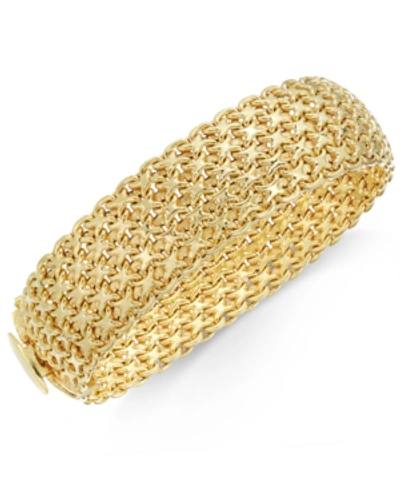 Italian Gold Wide Mesh Link & Chain Bracelet In 14k Gold In Yellow Gold
