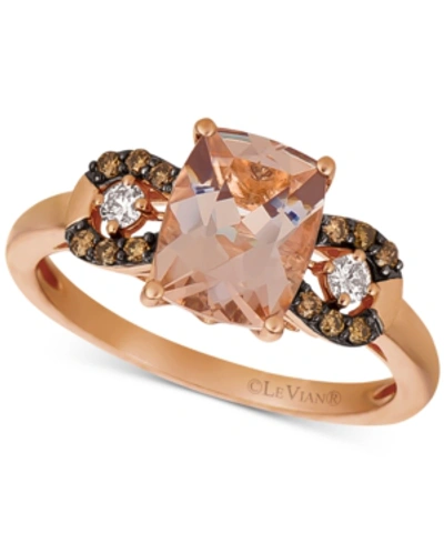 Le Vian Peach Morganite (1-1/2 Ct. T.w.) & Chocolate And Vanilla Diamond (1/5 Ct. T.w.) Ring In 14k Rose Gol